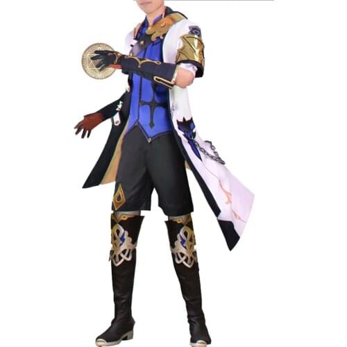 Game Genshin Impact Albedo Cosplay Costume Anime Uniforms for Men Women Full Set Halloween Carnival Outfits Jacket +Shirt +Pants