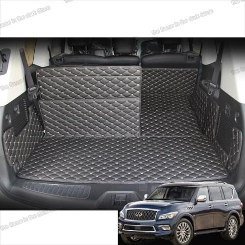 Lsrtw2017 leather car trunk mat cargo liner for infiniti qx80 2012 2013 2014 2015 2016 2017 2018 2019 interior accessories boot