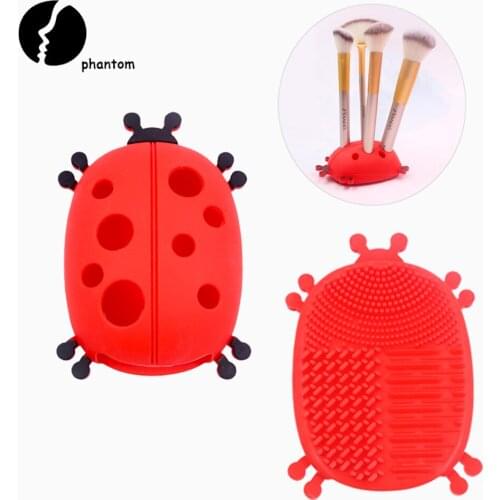 Creative Cute Ladybug Makeup Brush Cleaner Silicone Washing Pad Portable Small Makeup Brush Drying Racks Organizer Drop Shipping