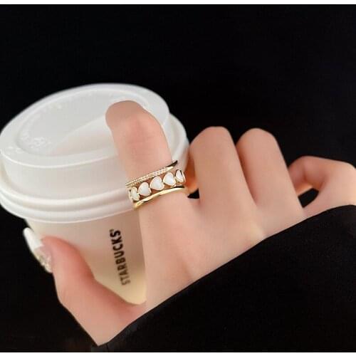 Creative Cute multi-layer Heart-shaped Open Ring For Women Fashion Personality Trend Party Decoration Jewelry Best Friend Gift