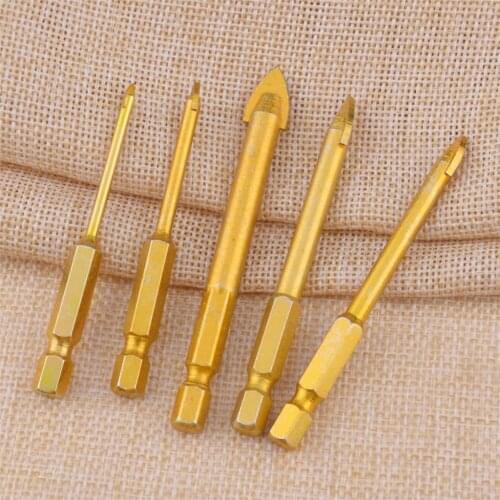 LETAOSK 5pcs Hex Shank Ti Porcelain Spear Head Drill Bits Set 3mm 4mm 6mm 8mm 10mm for Ceramic Tile Glass Accessories
