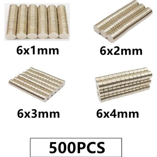 500PCS/LOT NdFeB Magnet 6*1 6*2 6*3 6*4 N35 Disc MAGNET 6x1 6x2 6x3 6x4 mm Round Speaker Neodymium magnets 6mm x 1mm 2mm 3mm 4mm