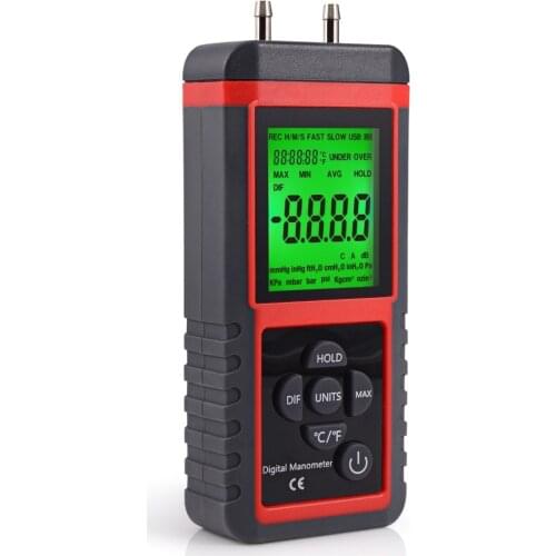 EHDIS Manometer Air Pressure Guage Sensor Differential Car Gas Digital Measurement Calibration Meter with Pipes Instrument Tool