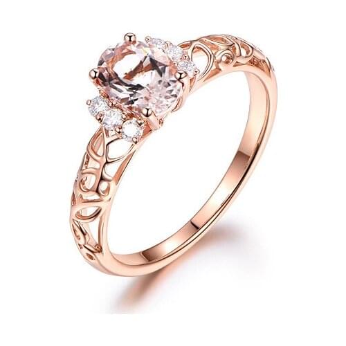 MOONROCY Rose Gold Color Crystal Rings Champagne Ring Party Hollow OL Jewelry Wholesale for Women Girls Gift Dropshipping