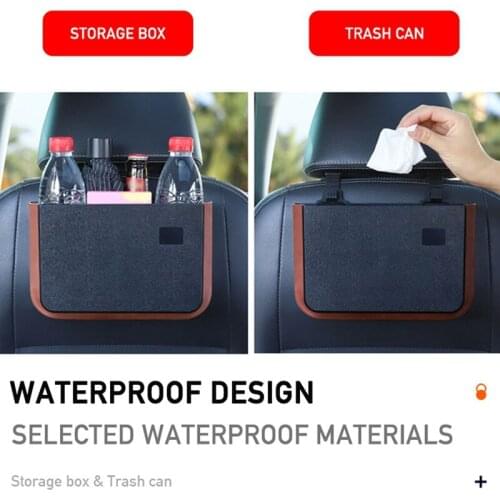 NEW-2Pcs Car Seat-Back Storage Box ABS Auto Seat Back Bag Multi-Functional Back Seat Organizer Trash Bin Can Waterproof