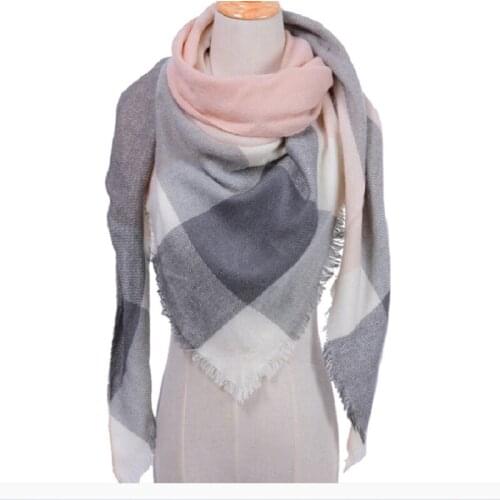 Yishine 2020 New Winter Early Spring Triangle Plaid Shawl For Women Elegant Hajabs Cashmere