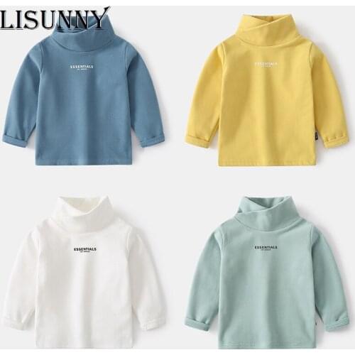 Fall Baby Boys T Shirt Turtleneck Long Sleve Solid Clothes 2021 Fashion Cute Children Clothing Velvet Girls Bottomed Shirt 1-7y