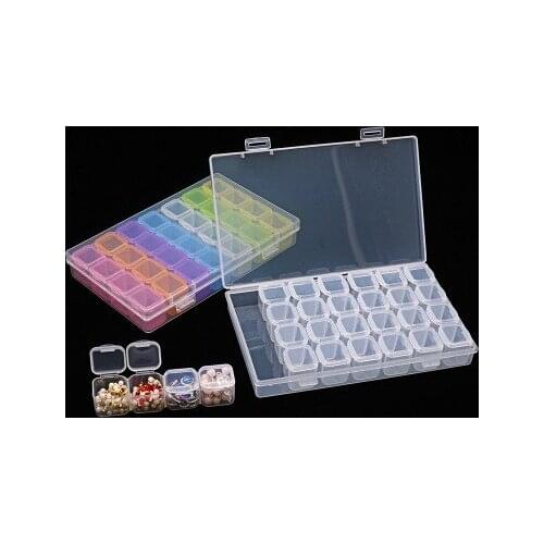 10pc 28 Slots Colorful Plastic Storage Box Nail Art Decorating Tool Container Pill Box Jewelry Box Display Case Makeup Organizer