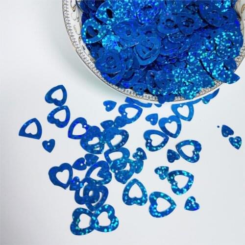 50g 12mm Flat Love Heart Sequins For Crafts Sewing Accessories 2pc Set DIY Wedding Confetti Laser Dark Blue