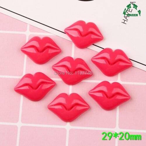 Charms for Slime Pink Lips Charms Resin Cabochons 10pcs big 29mm Flatbacks for diy Scrapbooking Resin Charms Crafts Lips Charms