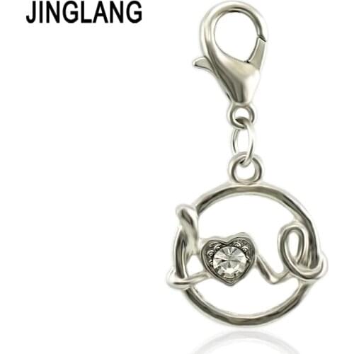 JINGLANG Zinc Alloy Love Charms for Jewelry Making Alloy Pendant fit DIY Necklace Bracelet Accessories Craft 50pcs