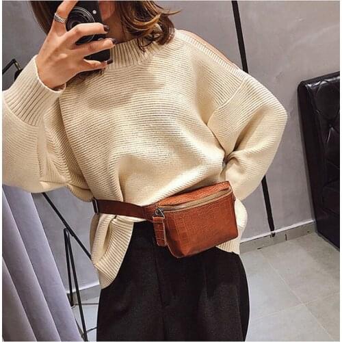 Womens Waist Bag Leather Fanny Pack Zipper Crocodile Skin Chest Pack Large Capacity Banana Bags Fashion Female Belt Bag Wallet