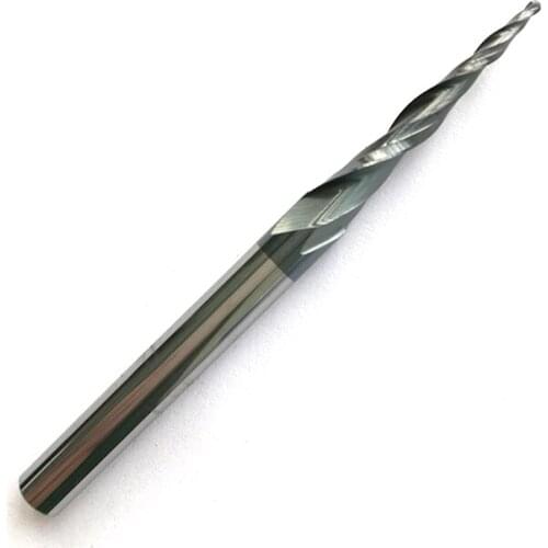 Tip radius=0.75mm hrc55 R0.75*D6*30.5*75L*2F Tungsten carbide Coated Tapered Ball Nose End Mills taper and cone endmills