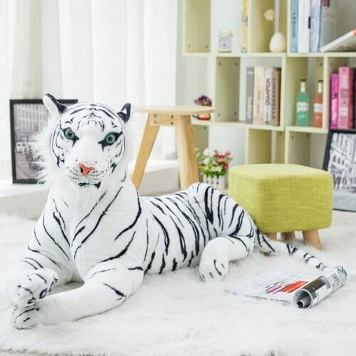 30-120 cm Lifelike White Tiger Plush Toys Wild Animals Leopard Panther Jaguar Doll Children Kids Birthday Gifts