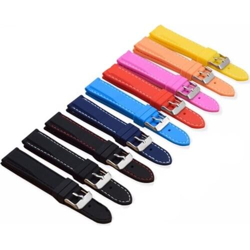 16mm 18mm 20mm 22mm 24mm Diving Waterproof Silicone Resin Strap Watch Band with Stainless Steel Buckle Watchband