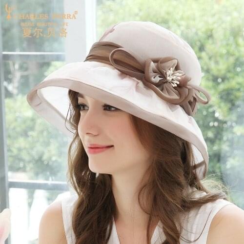 Spring Summer Female Sun Protection Hat New Silk Sun Shade Hats Holiday Seaside Beach Cap Korean Sunscreen Foldable Caps H6661