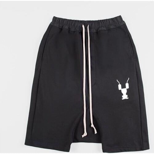 American Famous Brand RO Ox Head Print Black Cotton Mens Shorts Streetwear Techwear Y2k Traf Womens Pants Mens Clothing