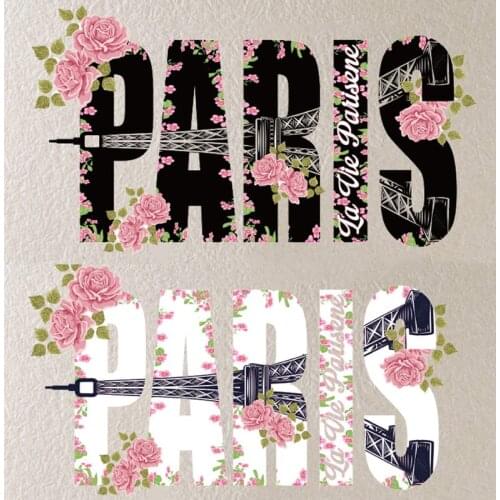 Iron-on transfer paris flower patch clothing stickers iron on transfers for clothes parches ropa termoadhesivos thermotransfer