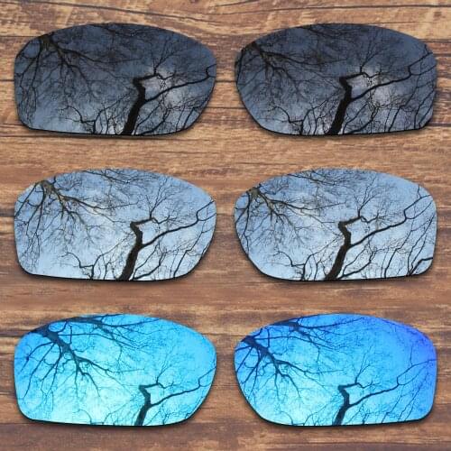 ToughAsNails 3 Pairs Black.Silver.Blue Polarized Replacement Lenses for Oakley Fives Squared Sunglasses