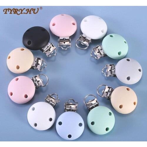 2Pcs DIY Silicone Round Baby Pacifier Dummy Teether Clips Soother Nursing Toy Accessory Round Holder Clips BPA Free