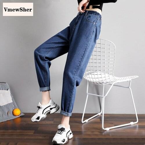 VmewSher Denim Harem Pants Women Jeans Autumn Elastic High Waist Ankle-length Elegant Plus Size Spring Loose Casual Streetwear