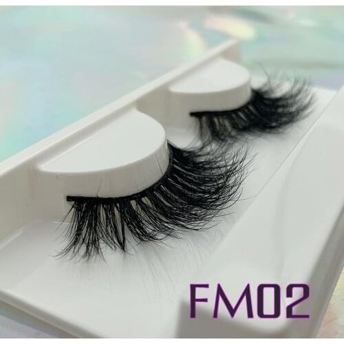 Rainsin FM 1 Pair 18mm Mink Lashes Natural False Eyelashes 3D Fluffy Wispy Mink Hair Natural Eye Lashes False Strip Eyelash