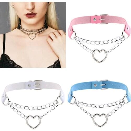 Choker Adjustable Jewelry Gifts Heart Necklace 1 Pcs Punk Gothic Leather Collar