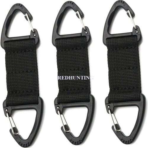 3pcs Double Plastic Triangle Tactical Nylon Belt Clip Molle Hooks Key Holder Carabiner Buckle Keychain for Outdoor Camping Sport