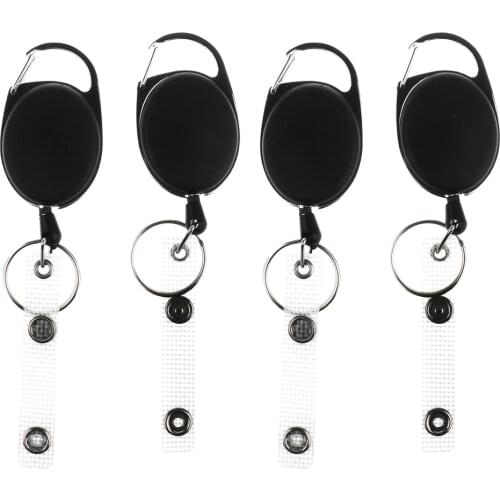4pcs Recoil Wire Key Chain Pull Reel Key Ring Retractor ID Holder Key Chain