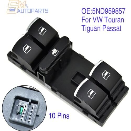 5ND959857 For VW Touran Tiguan Passat B6 B7 CC Golf Mk5 MK6 Jetta III AMAROK Driver Side Master Window Controller Switch Chrom