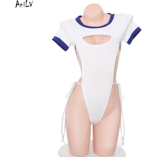 AniLV Japanese Anime School Student Bodysuit Swimsuit Costume Cartoons Girl Swimwear Uniform Set Cosplay