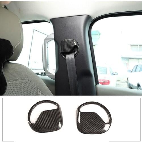 Real Carbon Fiber Car Front Row Seat Belt Decorative Cover Stickers for Land Rover Defender 110 2020-2022 Car Accessories