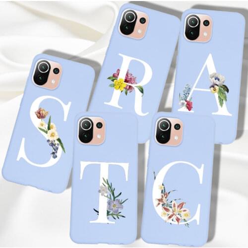 Case For Xiaomi Mi 11 Lite Case 4G 5G TPU Silicone Soft Cover For Xiaomi Mi 11Lite Xiomi 11 Lite Phone Case Bumper Letter Purple