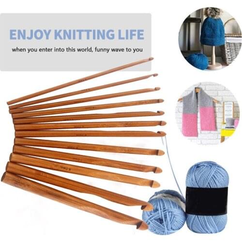 New 12 Pcs 12 Size Knitting Bamboo Wooden Crochet Crochet Kit Knitting Needles For Loom Tool DIY Crafts Knitting Accessory