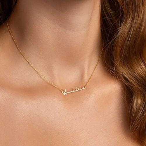 Personalized Customized Name Necklaces for Women Stainless Steel Custom Gold Choker Nameplate Pendant Charming Necklace Jewelry