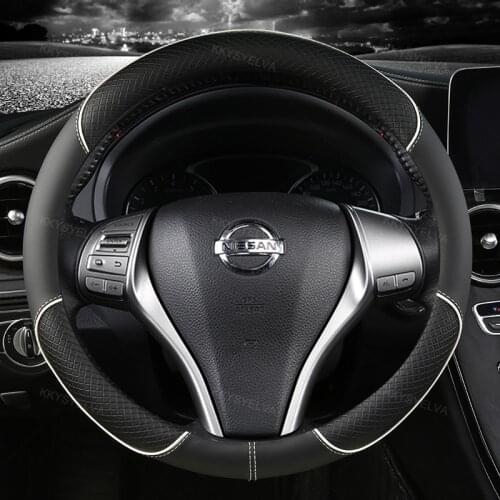 PU Leather Steering Wheel Cover for Nissan Qashqai Juke Primera Versa Almera Terrano Kicks March Murano 350z Terrano NV200