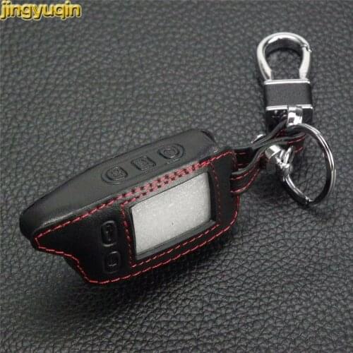 Jingyuqin 5 Buttons Leather Car Key Chain Key Cover Bag For Tomahawk TW9010 TW-9030 TW-9020 Control Keychain,TW 9010 9030 9020