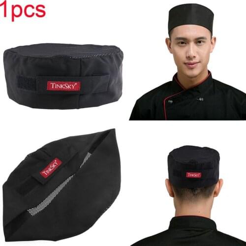 Breathable Mesh Top Skull Cap Cooking Adjustable Chef Hat Men Kitchen Baker Elastic Hat Catering Cooking Cap Hats Working Cap