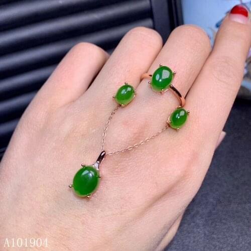 KJJEAXCMY boutique jewelry 925 sterling silver inlaid natural jasper gemstone womens earrings ring pendant set support detectio