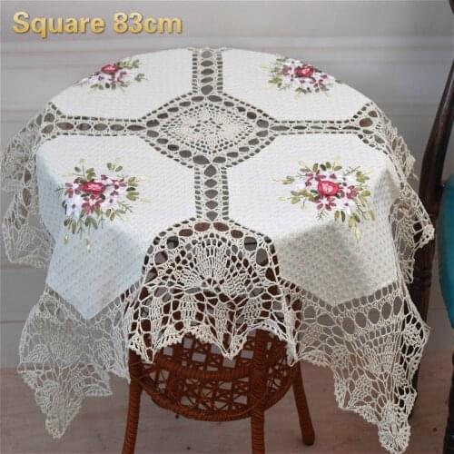 Classical Hand Crochet Cotton Square Tablecloth Bedroom Balcony Coffee Table Cover Cloth Leisure Decoration Nappe Toalha De Mesa