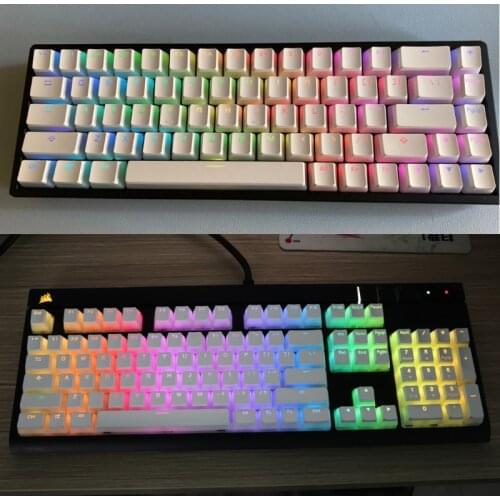 RGB 143 Keycaps ANSI Layout PBT Pudding Double Skin Milk Shot Backlit Keycap For Keychron K6 GH60 GK64 Corsair K70 K65