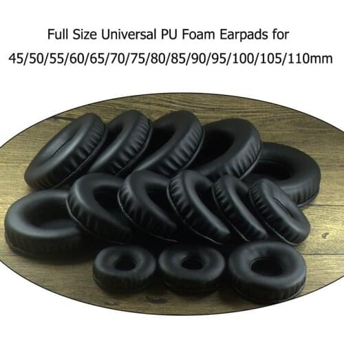 Black Soft PU Leather Round Ear Pads Universal Size Earpads for 45/50/55/60/65/70/75/80/85/90/95/100/105/110mm Headphones Model