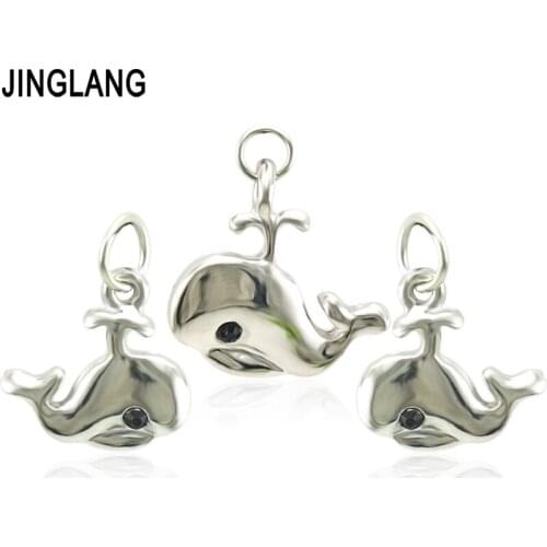 JINGLANG Ocean Series Big Small Whale Metal Charms Pendants DIY Jewelry for Necklace Bracelet Making Accessaries Jewelry 30 pcs