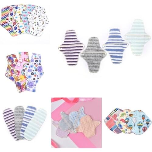 New 5 Styles Washable Sanitary Pads Bamboo Cloth Pads Reusable Serviette Hygienique Cartoon Print Women Menstrual Pads
