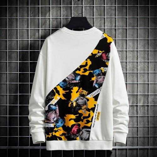 2021 New Mens Hoodie Autumn Sweatshirt Fashion Brand Korean Style Personality Line Print Hoodie Loose Hoodie Men