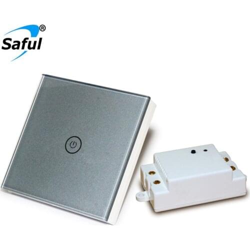 Saful DIY Painted Switch Wall Switch Wireless Touch Button Crystal Glass Panel LED Indicator Free Shipping