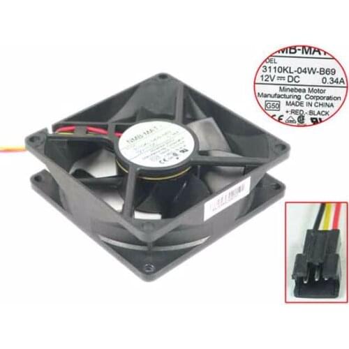 NMB-MAT 3110KL-04W-B69 G50 DC 12V 0.34A 3-Wire 80x80x25mm Server Cooling Fan