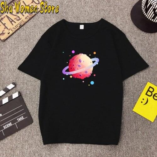 Hillbilly New Casual Short Sleeve Space Planet Saturn Tee t shirt Girl cartoon t shirt New T Shirts Unisex Funny Harajuku Tops