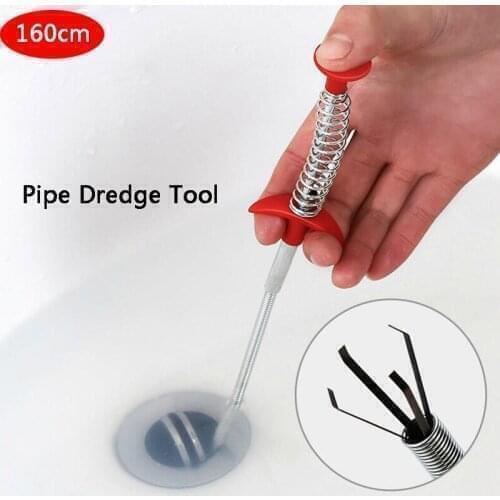 Metal Wire Drain Cleaner Sticks Clog Remover Cleaning Tools 62.99 Inch Spring Pipe Dredging Tools Household for Kitchen Sink