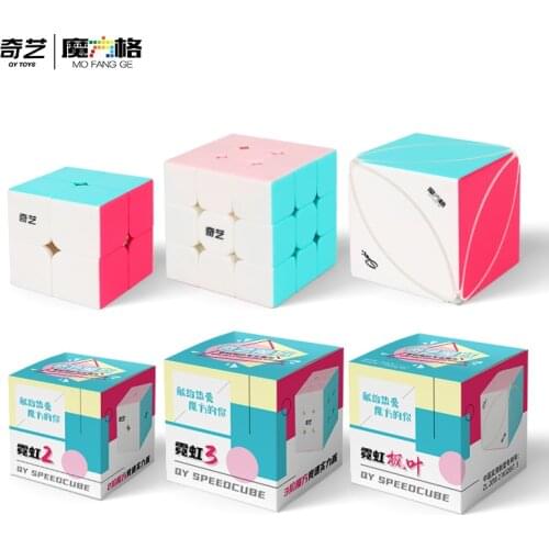 QiYi Neon Edition Macaron Series Magic Cube Qidi 2x2 Warrior S 3x3 Speed Puzzle Cube Lvy Relieve Stress Toys For Children